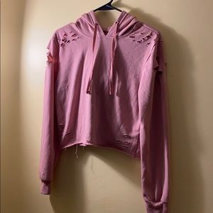 distressed cropped hoodie